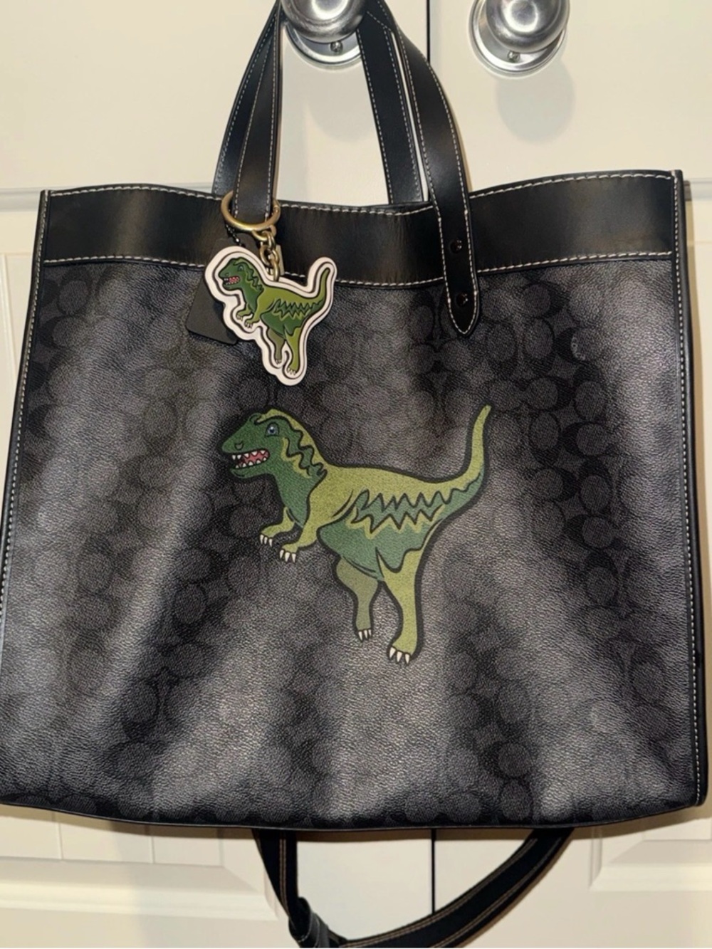 Coach Black Tote with Contrasting Tan Patch